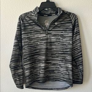 Nike Dri-FIT Girl’s Large Black and White Striped Pullover